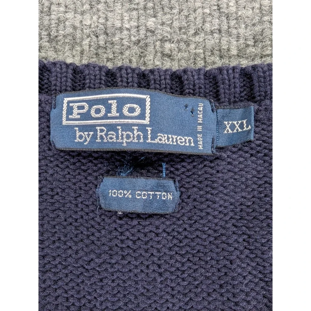 Vintage Y2K Polo Ralph Lauren V Neck Sweater Vest Men's Size XXL Navy Blue